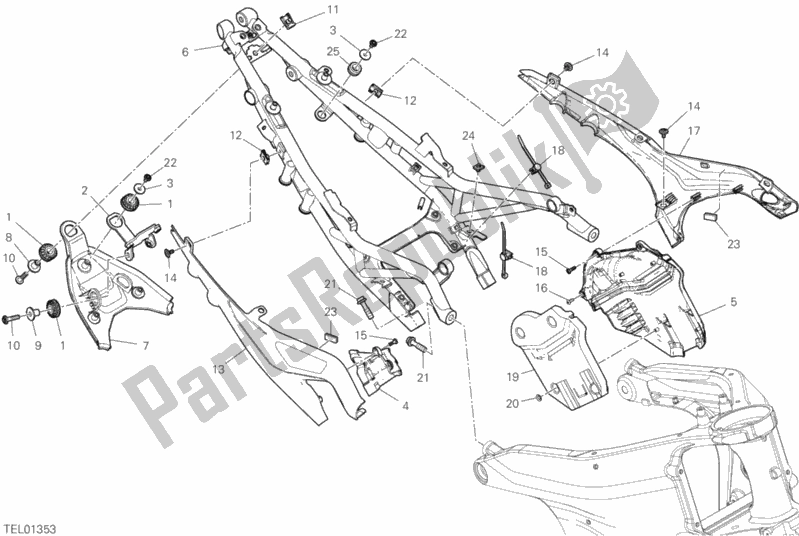 All parts for the Rear Frame Comp. Of the Ducati Streetfighter V4 S 1103 2020